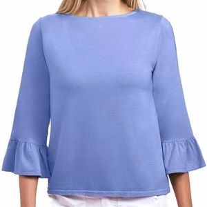 Fresh Produce Kira 3/4 sleeve top in Peri Peri blue